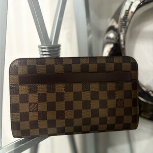 Checkered Brown clutch